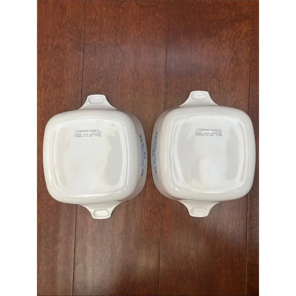 Set of 2 Vintage CorningWare Dishes Featuring the Iconic Blue Corn Pattern